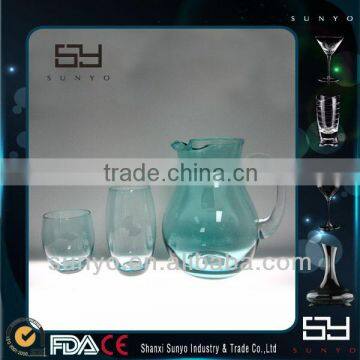 High Quality Colored Glass Jar With Cups/Water Sets