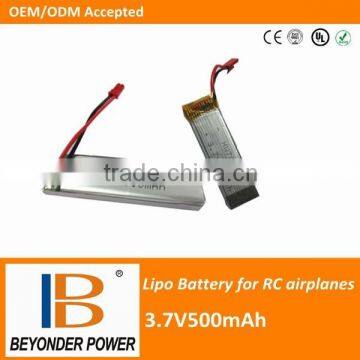 Wholesale price, rechargeable 3.7V500mah lipo battery for remote control helicopter, rc helicopter batteries