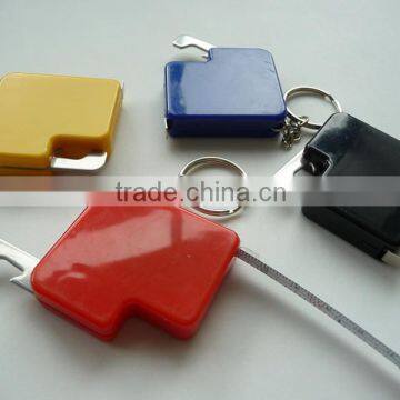 Promotion colorful and cute 1m gift mini steel tape measure with bottle opener