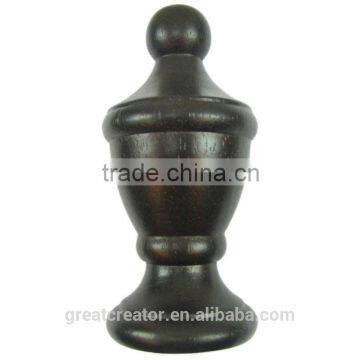 Carved Wood Turn Bed Finials In Dark Wood Finish