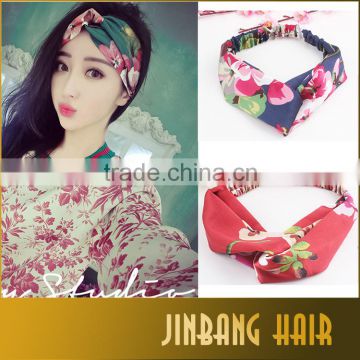 1 Piece New Fashion Print Women Elastic Turban Twisted Headband Wide Stretch Hair Band Yoga Accessories