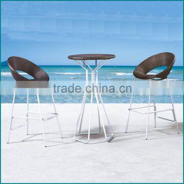 Two 2years warranty 2 seats Rattan chairs with tables attached barstool set round table JJBT-03TC                        
                                                Quality Choice