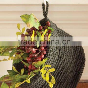 Round crochet basket brown orange green