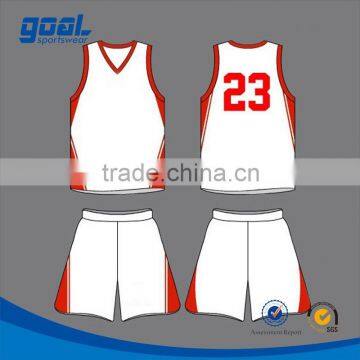 Digital Printing Red and White Custom Design School Professional Sublimation Team Basketball Uniform Quality Choice