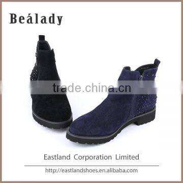 2016 Factory customized soft suede leather low thick heel women shoes made in china