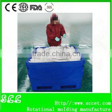 plastic mobile container for fish store bin fish tubs fish case large cooler