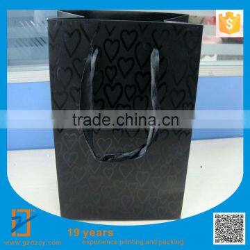 12pcs Large Size 32*25*11cm Pattern Of Love Cardboard UV Black Paper Bags Gift Bags Shopping Bags, Free Shipping