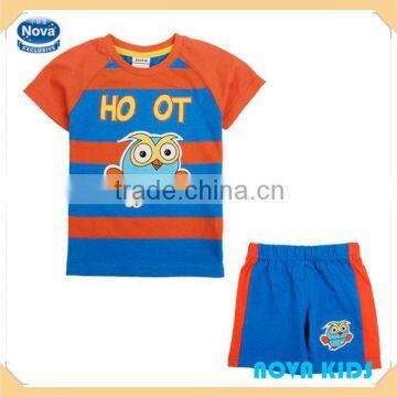 Fashion nova brand ready to ship summer children boys clothes set with print bird (CD4398) 2-6Y