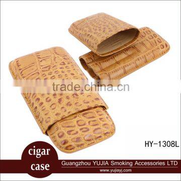 Portable 3 Tubes leather cigar case have nice box