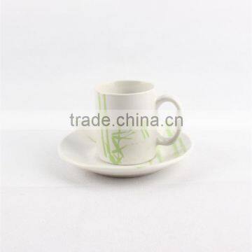 Bamboo decal modern tea cup and saucer set coffee cup and saucer