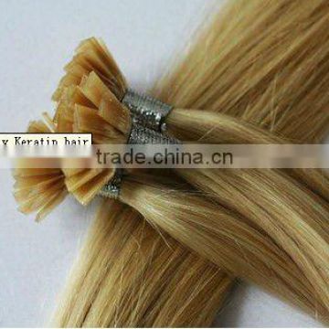 Super quality 100% remy human hair flat tip keratin hair extention