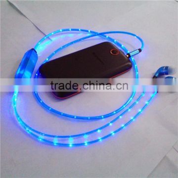 glowing led earphone flowing led light up micro usb cables