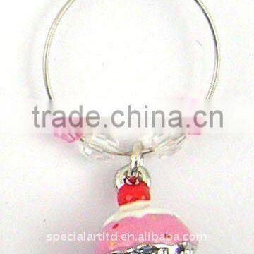 metal alloy cupcake wine glass pendant, OEM Orders are Welcome