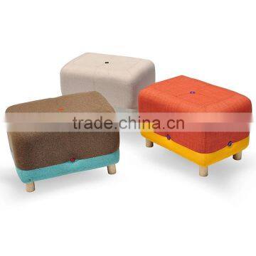 Color stitching stool square shape /stool for change the shoes in shop/soft fabric stool