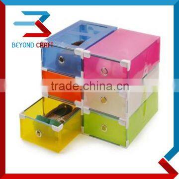 stackable clear crystal colorful shoe box home storage box metal edge