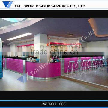 2014 hot sale modern beautiful artificial marble cambered bar counter furniture for catering industry