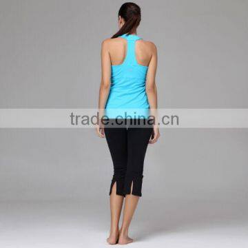 Fitness wholesale yoga wear woman fitness tops with supplex capri pants