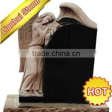 black granite angel tombstone