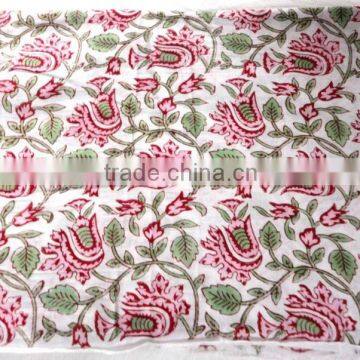 RTHCFC -7 Colorful Flowers Sanganeri 100% natural Hand block printed cotton cambric fabric Indian manufacturer wholesaler