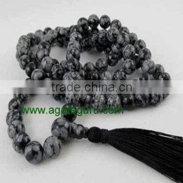 Snowflake obsidian - 8mm Mala : Wholesale Gemstone Mala