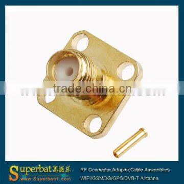 sma gold Solder Jack Flange Connector for .086'' Cable