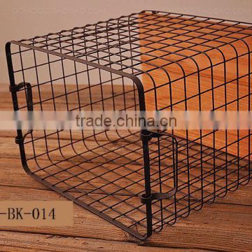 Metal Powder Coating Clothing Basket With Bamboo-wood