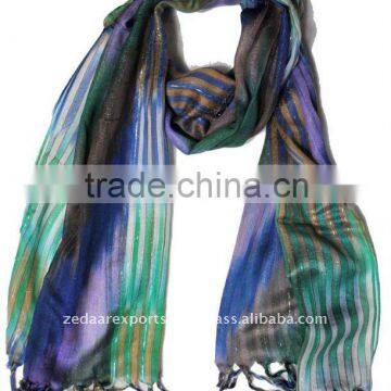 Ikkat weave cotton silk scarf