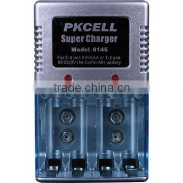 Pkcell Standard battery Charger 8145 with LED Indication for AA/AAA /9V Ni-MH/Ni-CD Battery