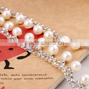 Beautiful Design Plastic Pearl Rhinestone Chain For Wedding Dress