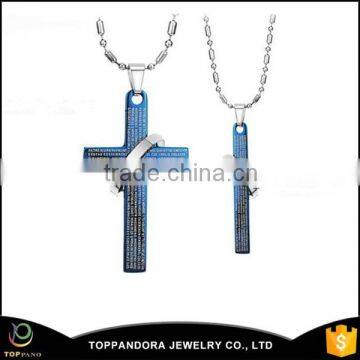 China Manufacturer Hip Hop Stainless Steel Jewelry blue Cross Pendant