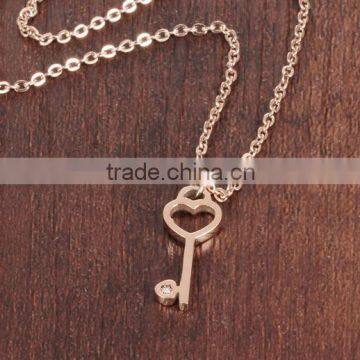 ^_^ 2016 Wholesale Beautiful Necklace Rose Gold Plated Key Pendant Necklace For Couple Costume Jewelry Factory Direct @_@ photo-3