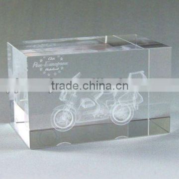 Laser Engraved Crystal 3D Motorbike Model For Baby Souvenris