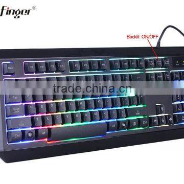 USB Wired Rainbow backlit latest computer keyboard and Mouse Combo Set