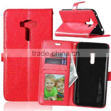 plain customer OEM Flip cover PU leather case for ASUS 3 ZE552KL (5.5), with card slot and stand function