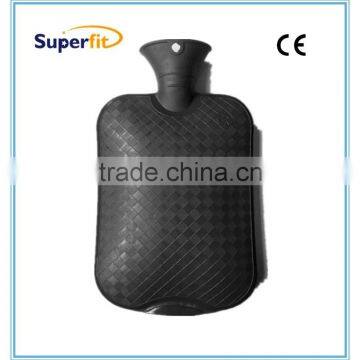 Plastic hot water bottle 2000ml ,black color