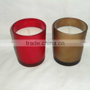 Scented Soy Candle in red & brown glass jar