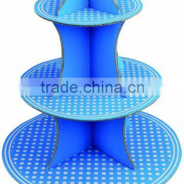 3 tire corrugated paper printed cake stand for party