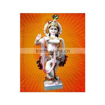 White Marble Krishna Statue, Hindu God Statue