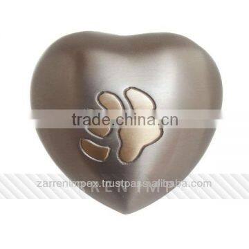 Paw Print single 3" Brass Heart Urn