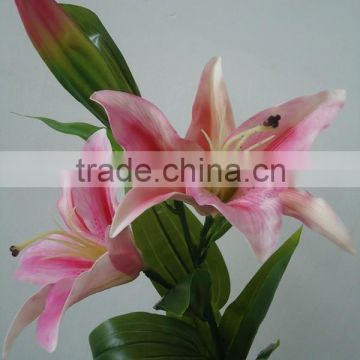 artificial silk flowers cheap fabric 3 head lily for home decorations