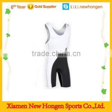 Promotional white and black wrestling singlet dry fit