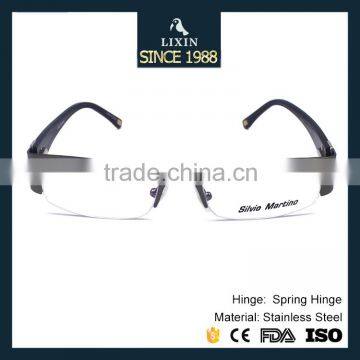 Luxury Brand New Design Metal Half-Rim Glasses Frame Rhinestone Women Black/Gray/Brown/Silver Frame Wide Temple SM4027 photo-2