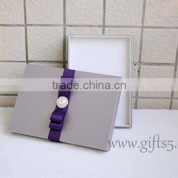 Custom Handmade Wedding Invitation Box With Pearl photo-1