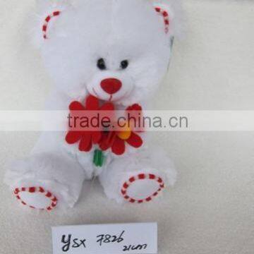 plush bear with flower/ white bear /plush toys/ Stuffed toy