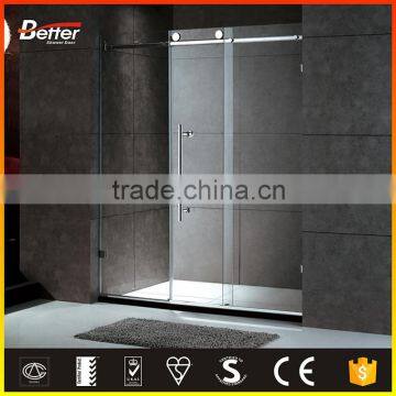 small custom frameless 304SUS chrome straight sliding shower doors