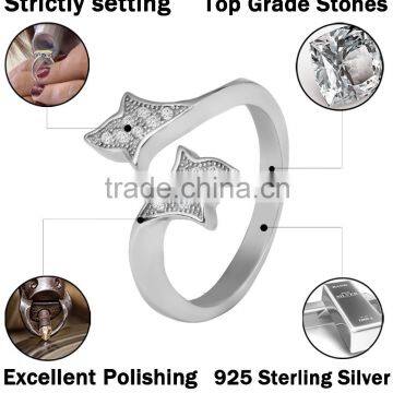 925 Steriling Silver Open Ended Hug Hands Shaped Ring for Lovers and Couples photo-2