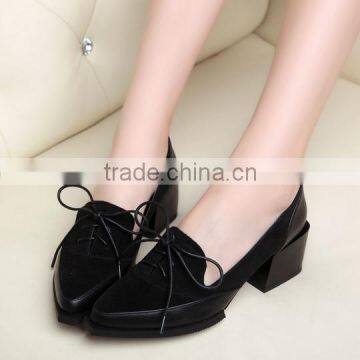 2015 New Fashion Women Retro Flat Shoes British Retro Lofter Lady Martin Lace-up Dress Shoes CP6685