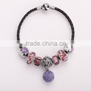 Wholesale Czech Crystal Bead Bracelet, Braided Rope Bracelet, Shamballa Bracelet