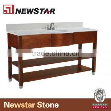 Solid wood hotel vanities base with artificial stone countertop