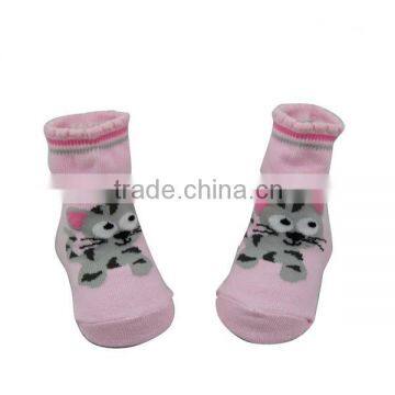 GSB-27 Bulk Custom Fashion Cat Design Pink Baby Socks Knitting